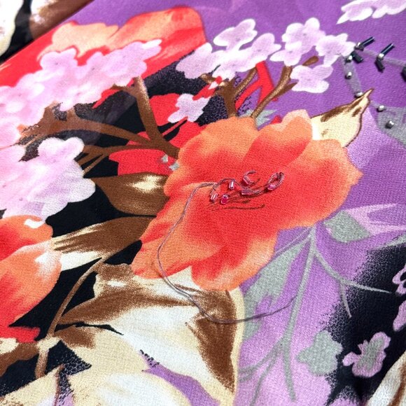 Vtg Y2K Floral Dress Asymmetrical Handkerchief Flutter Sleeve Fairy Whimsical - Picture 10 of 16